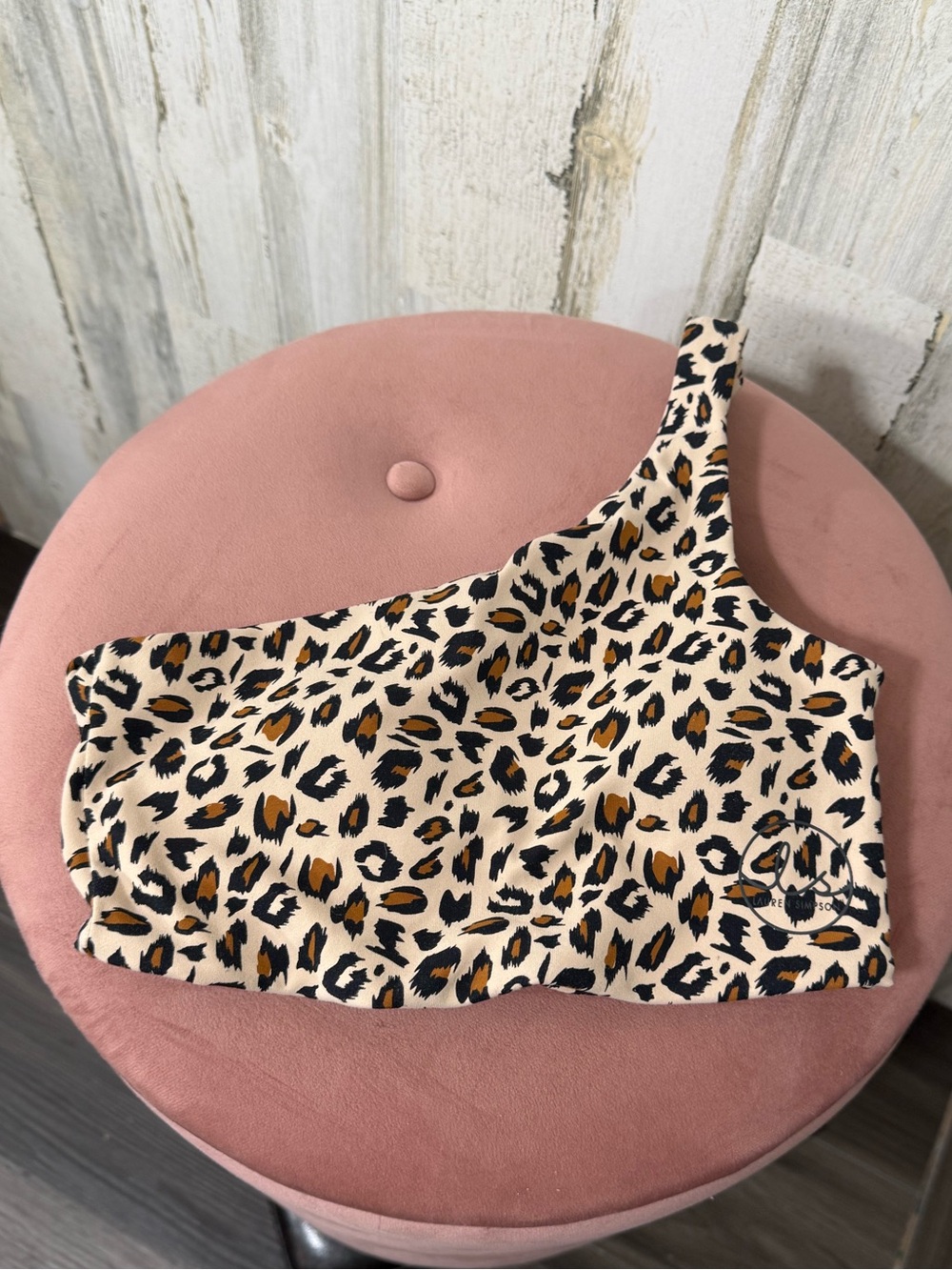 Ryderwear Leopard Print One-Shoulder Sports Bra - Cream, Black, Brown
